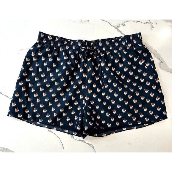 Theory Ralfinn Floral Ikat Silk Camp Short in Navy Size M - Picture 1 of 4
